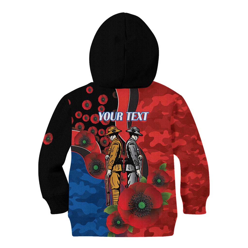 Newcastle Knights ANZAC Personalised Kid Hoodie Lest We Forget Poppy Camo