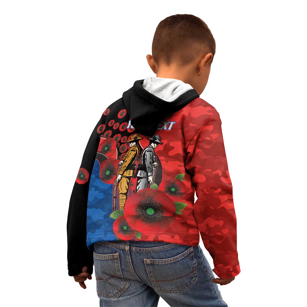 Newcastle Knights ANZAC Personalised Kid Hoodie Lest We Forget Poppy Camo