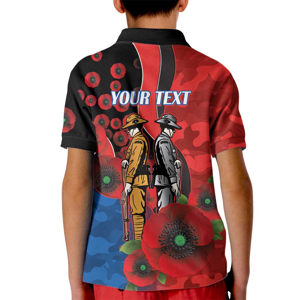 Newcastle Knights ANZAC Personalised Kid Polo Shirt Lest We Forget Poppy Camo