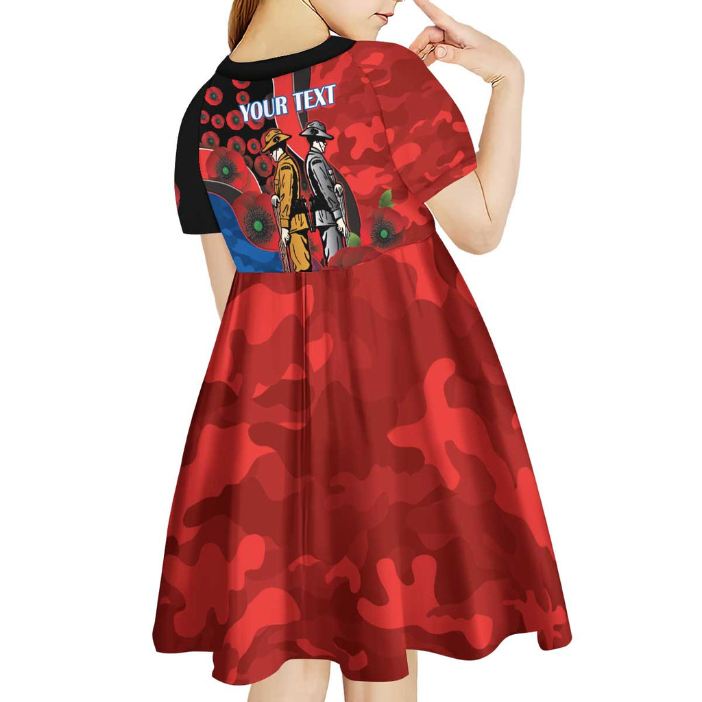 Newcastle Knights ANZAC Personalised Kid Short Sleeve Dress Lest We Forget Poppy Camo