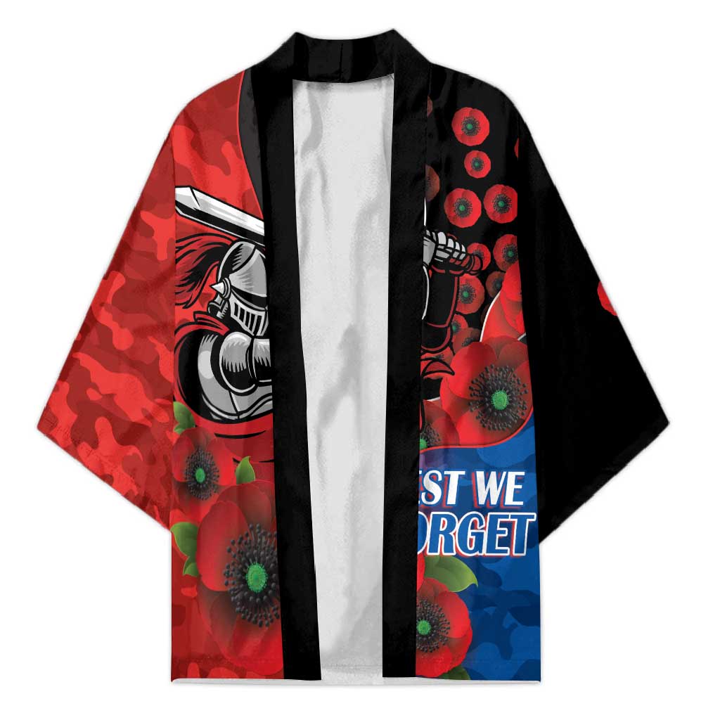 Newcastle Knights ANZAC Personalised Kimono Lest We Forget Poppy Camo