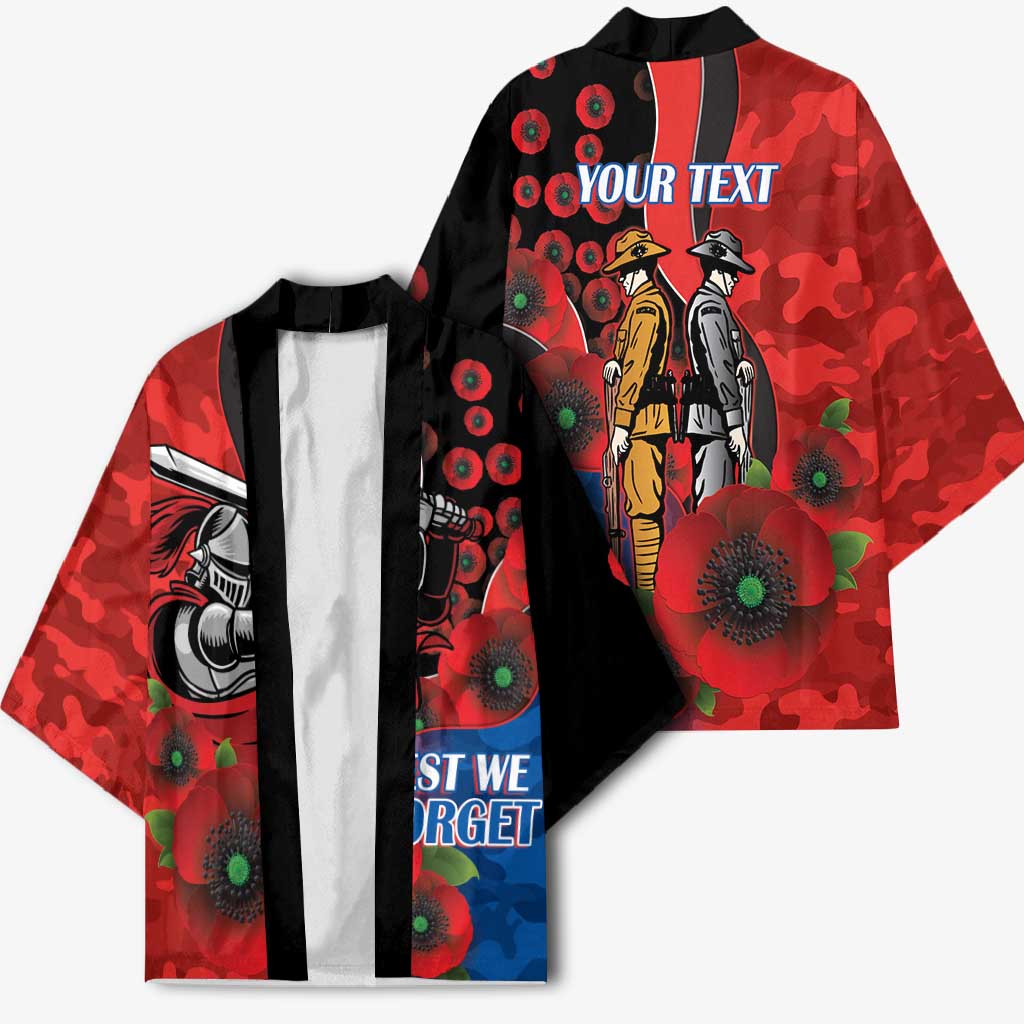 Newcastle Knights ANZAC Personalised Kimono Lest We Forget Poppy Camo