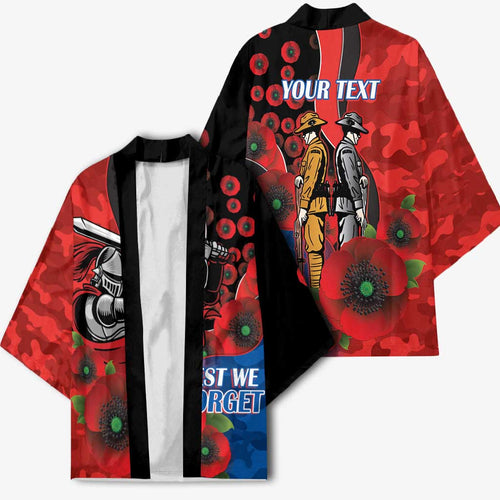 Newcastle Knights ANZAC Personalised Kimono Lest We Forget Poppy Camo