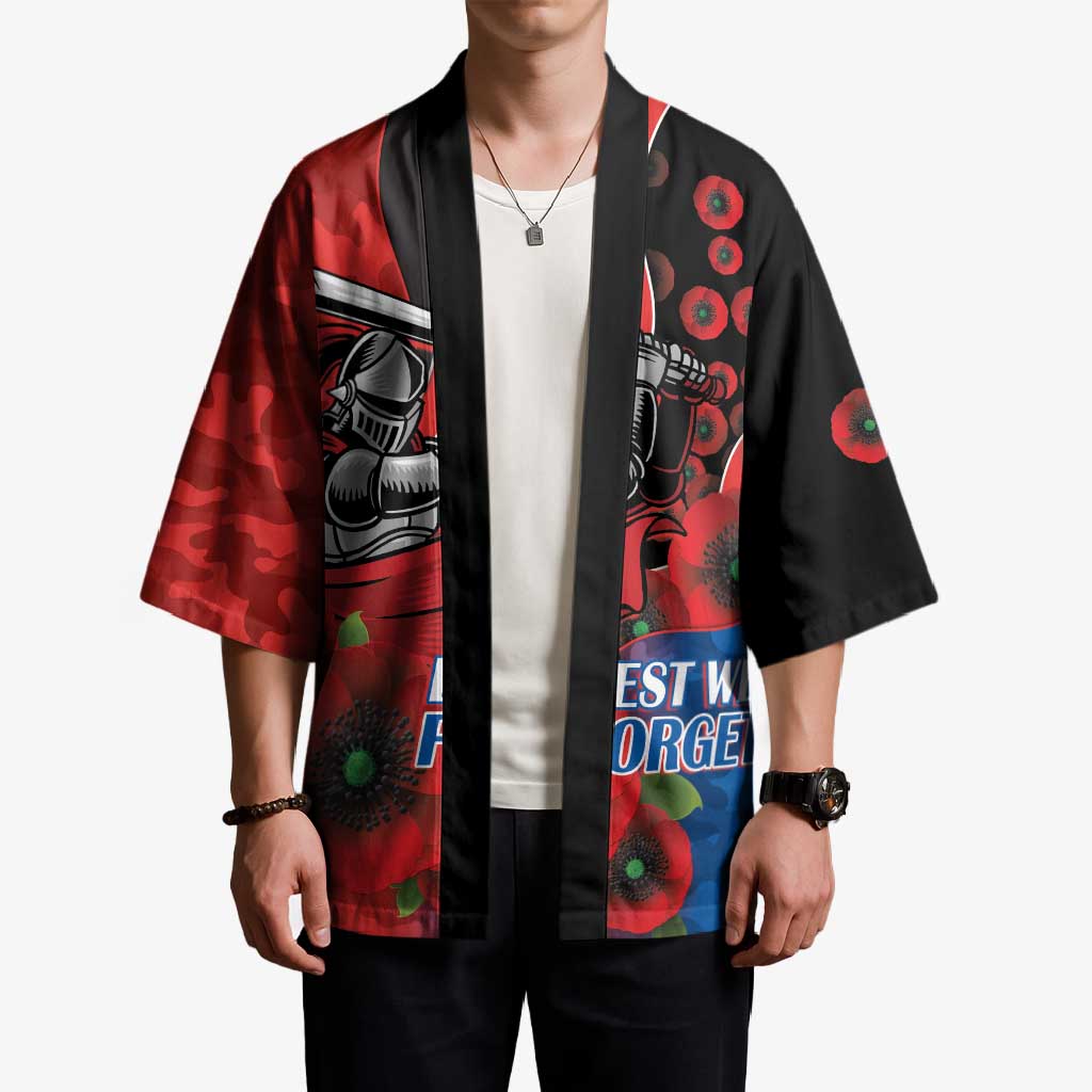 Newcastle Knights ANZAC Personalised Kimono Lest We Forget Poppy Camo