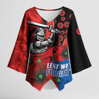 Newcastle Knights ANZAC Personalised Kimono Sleeve Blouse Lest We Forget Poppy Camo