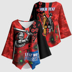 Newcastle Knights ANZAC Personalised Kimono Sleeve Blouse Lest We Forget Poppy Camo