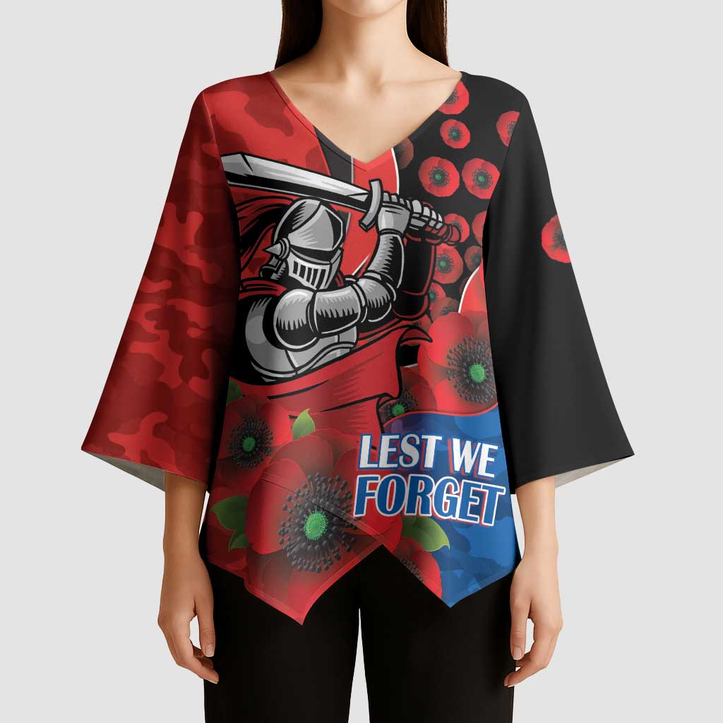 Newcastle Knights ANZAC Personalised Kimono Sleeve Blouse Lest We Forget Poppy Camo