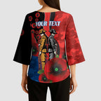 Newcastle Knights ANZAC Personalised Kimono Sleeve Blouse Lest We Forget Poppy Camo