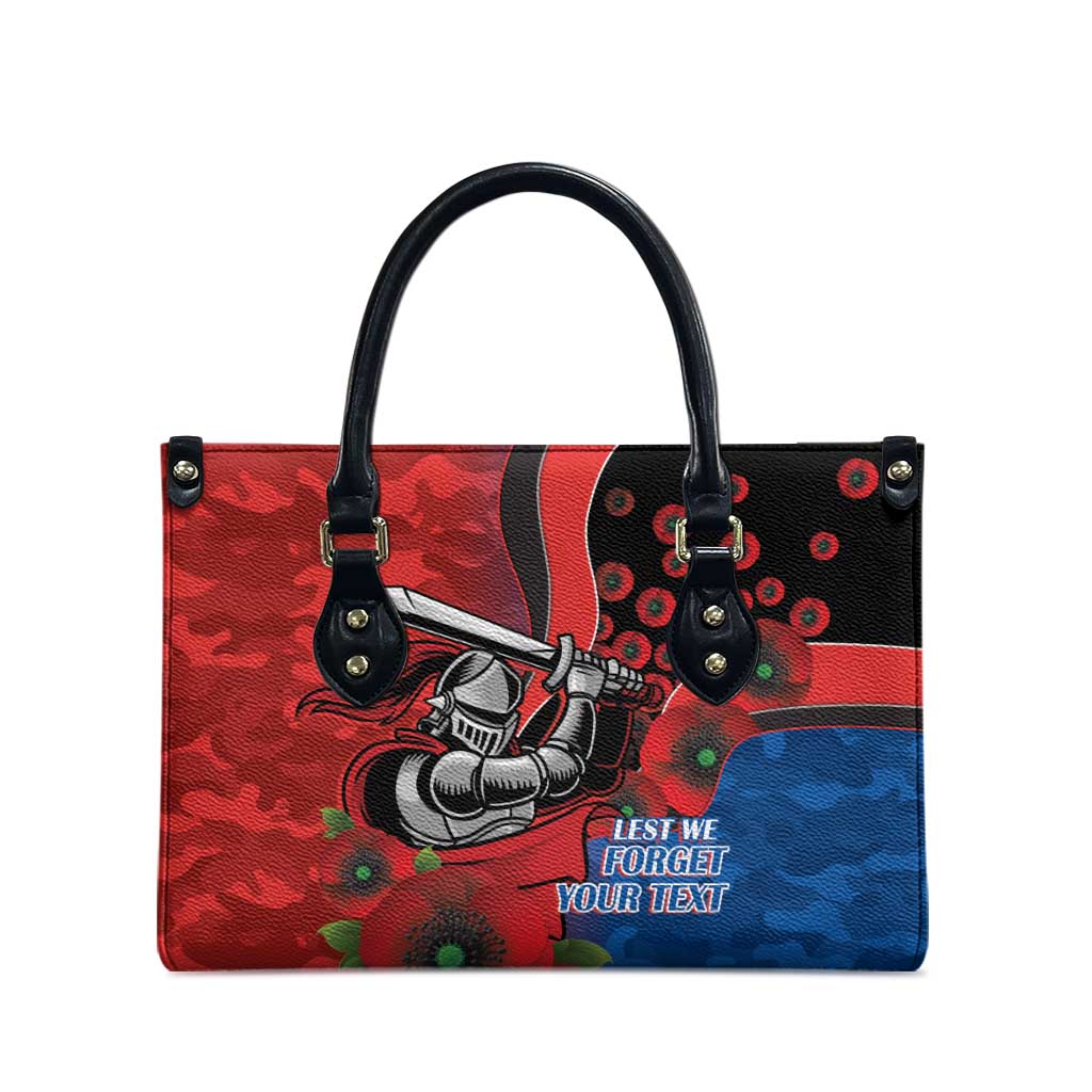 Newcastle Knights ANZAC Personalised Leather Bag Lest We Forget Poppy Camo