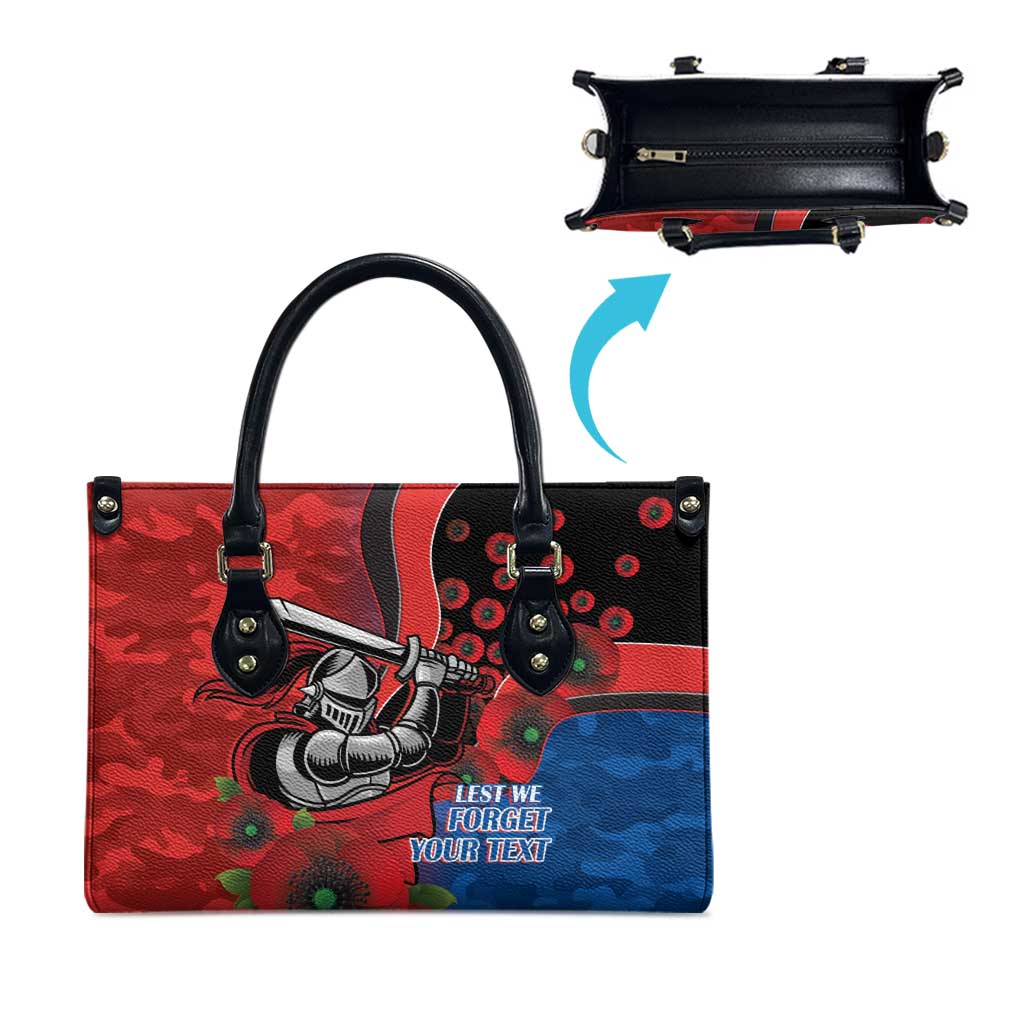 Newcastle Knights ANZAC Personalised Leather Bag Lest We Forget Poppy Camo