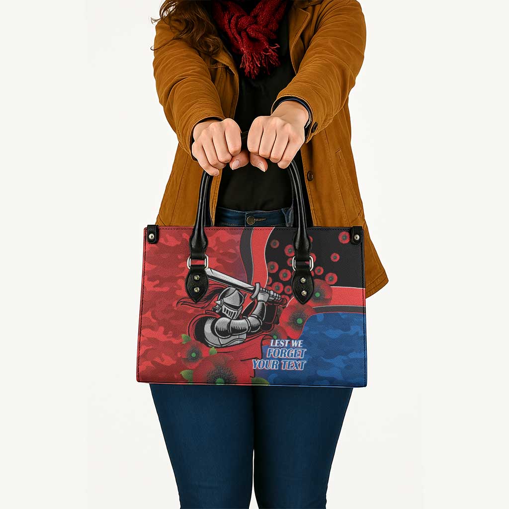 Newcastle Knights ANZAC Personalised Leather Bag Lest We Forget Poppy Camo