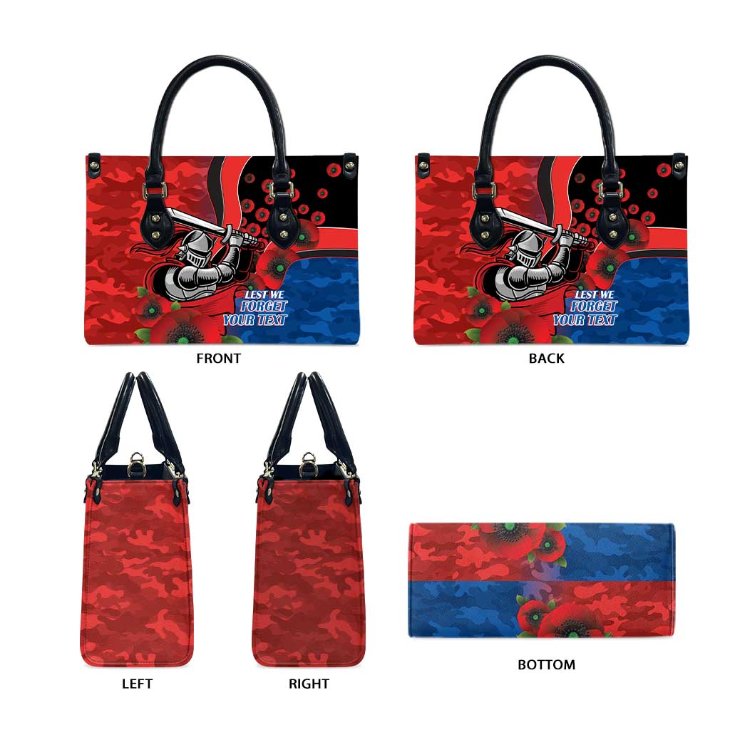 Newcastle Knights ANZAC Personalised Leather Bag Lest We Forget Poppy Camo