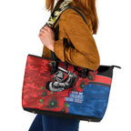 Newcastle Knights ANZAC Personalised Leather Tote Bag Lest We Forget Poppy Camo