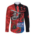 Newcastle Knights ANZAC Personalised Long Sleeve Button Shirt Lest We Forget Poppy Camo