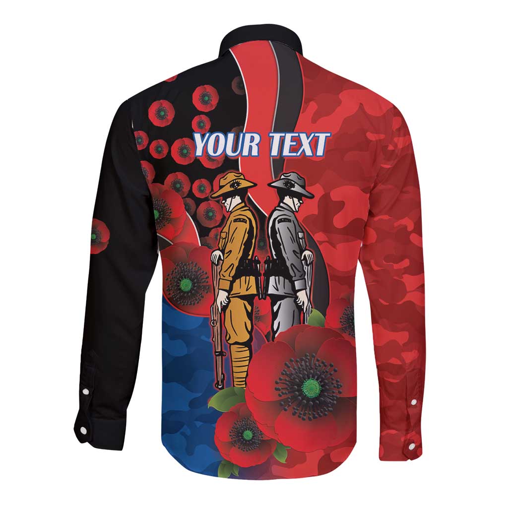 Newcastle Knights ANZAC Personalised Long Sleeve Button Shirt Lest We Forget Poppy Camo