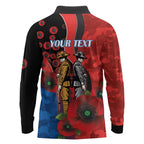 Newcastle Knights ANZAC Personalised Long Sleeve Polo Shirt Lest We Forget Poppy Camo
