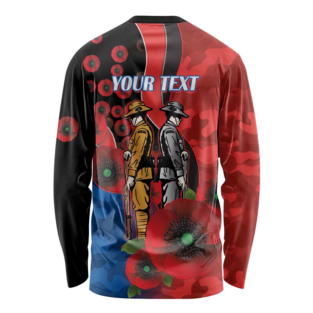 Newcastle Knights ANZAC Personalised Long Sleeve Shirt Lest We Forget Poppy Camo