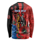 Newcastle Knights ANZAC Personalised Long Sleeve Shirt Lest We Forget Poppy Camo