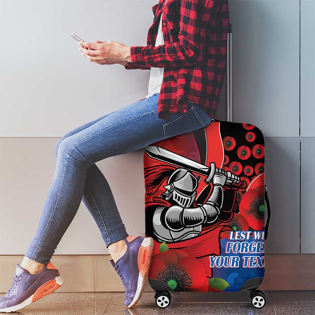 Newcastle Knights ANZAC Personalised Luggage Cover Lest We Forget Poppy Camo