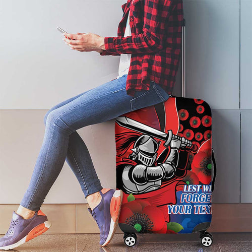 Newcastle Knights ANZAC Personalised Luggage Cover Lest We Forget Poppy Camo