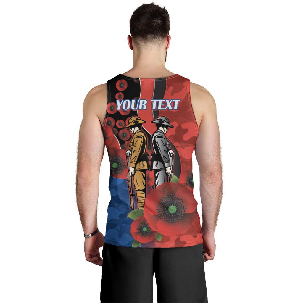 Newcastle Knights ANZAC Personalised Men Tank Top Lest We Forget Poppy Camo