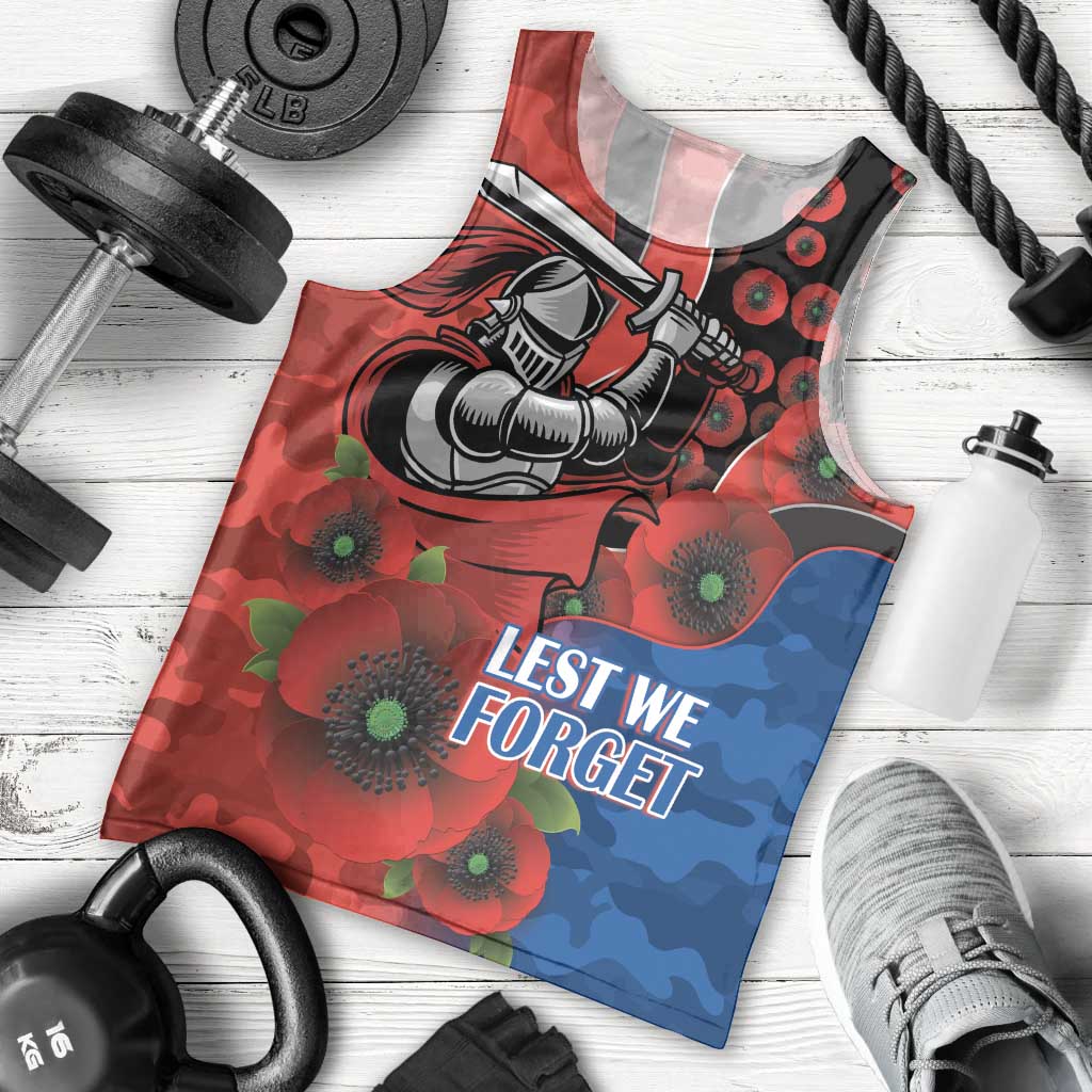 Newcastle Knights ANZAC Personalised Men Tank Top Lest We Forget Poppy Camo