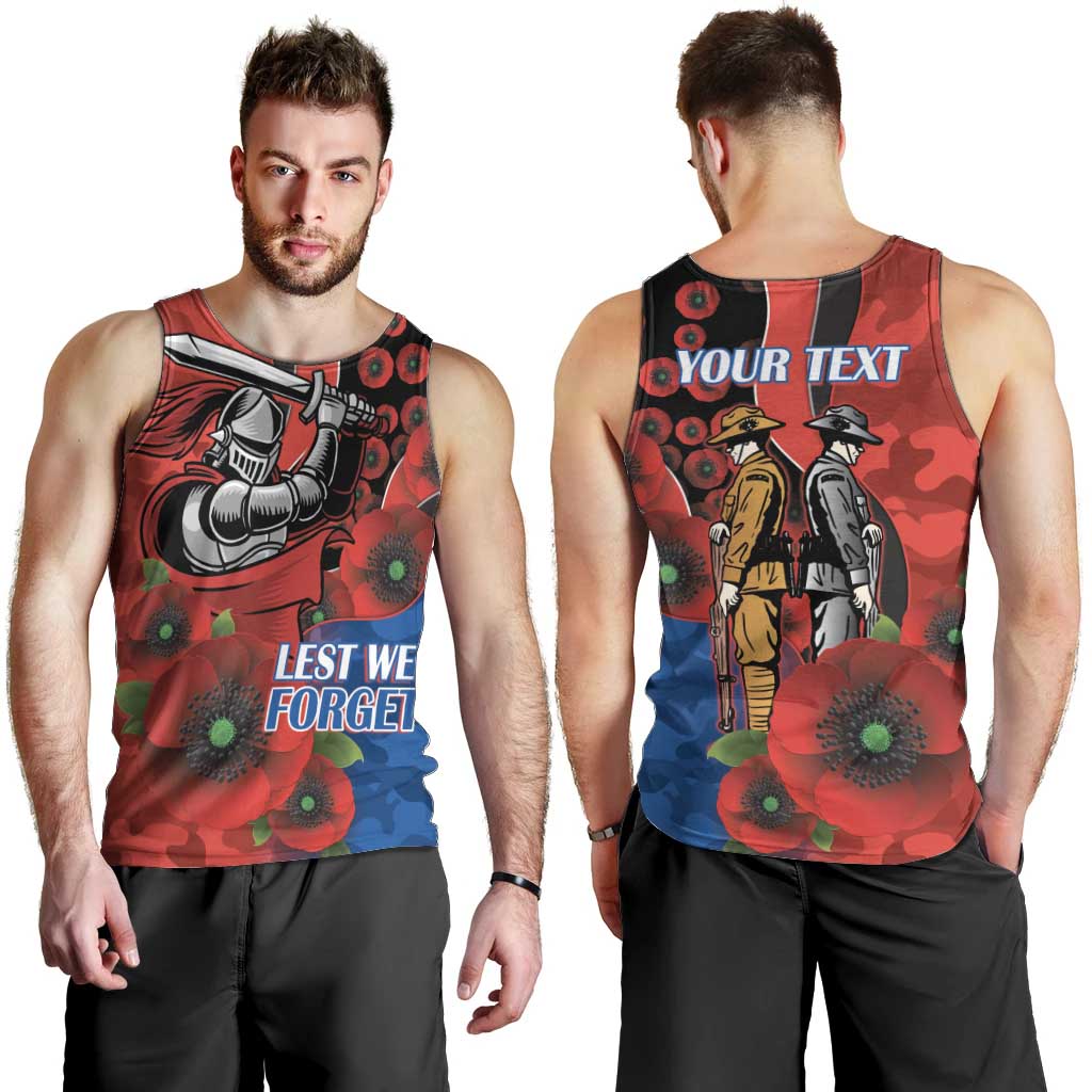Newcastle Knights ANZAC Personalised Men Tank Top Lest We Forget Poppy Camo