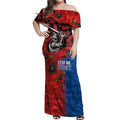 Newcastle Knights ANZAC Personalised Off Shoulder Maxi Dress Lest We Forget Poppy Camo