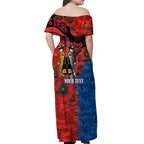 Newcastle Knights ANZAC Personalised Off Shoulder Maxi Dress Lest We Forget Poppy Camo