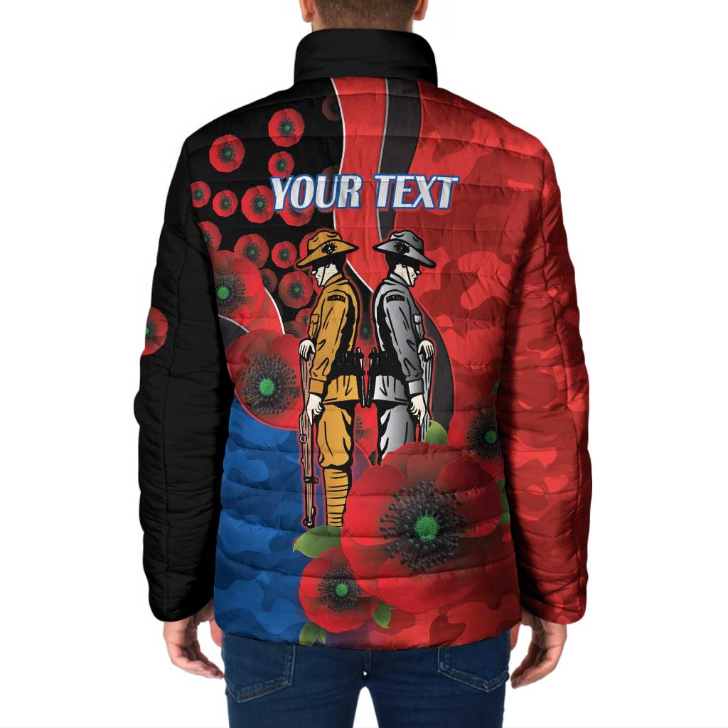 Newcastle Knights ANZAC Personalised Padded Jacket Lest We Forget Poppy Camo