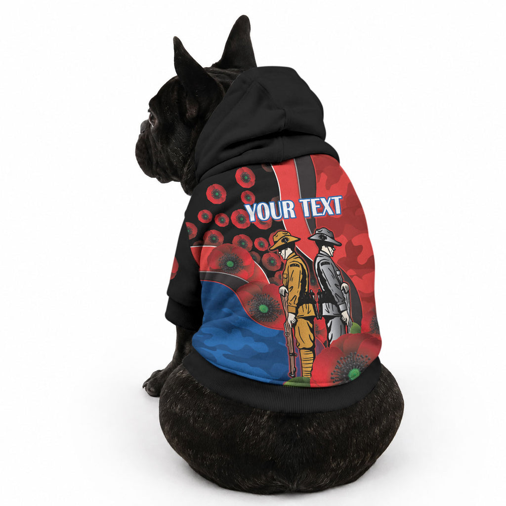 Newcastle Knights ANZAC Personalised Pet Hoodie Lest We Forget Poppy Camo