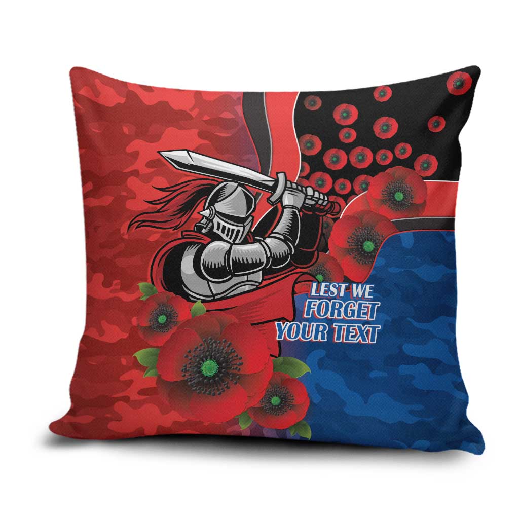 Newcastle Knights ANZAC Personalised Pillow Cover Lest We Forget Poppy Camo