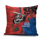 Newcastle Knights ANZAC Personalised Pillow Cover Lest We Forget Poppy Camo