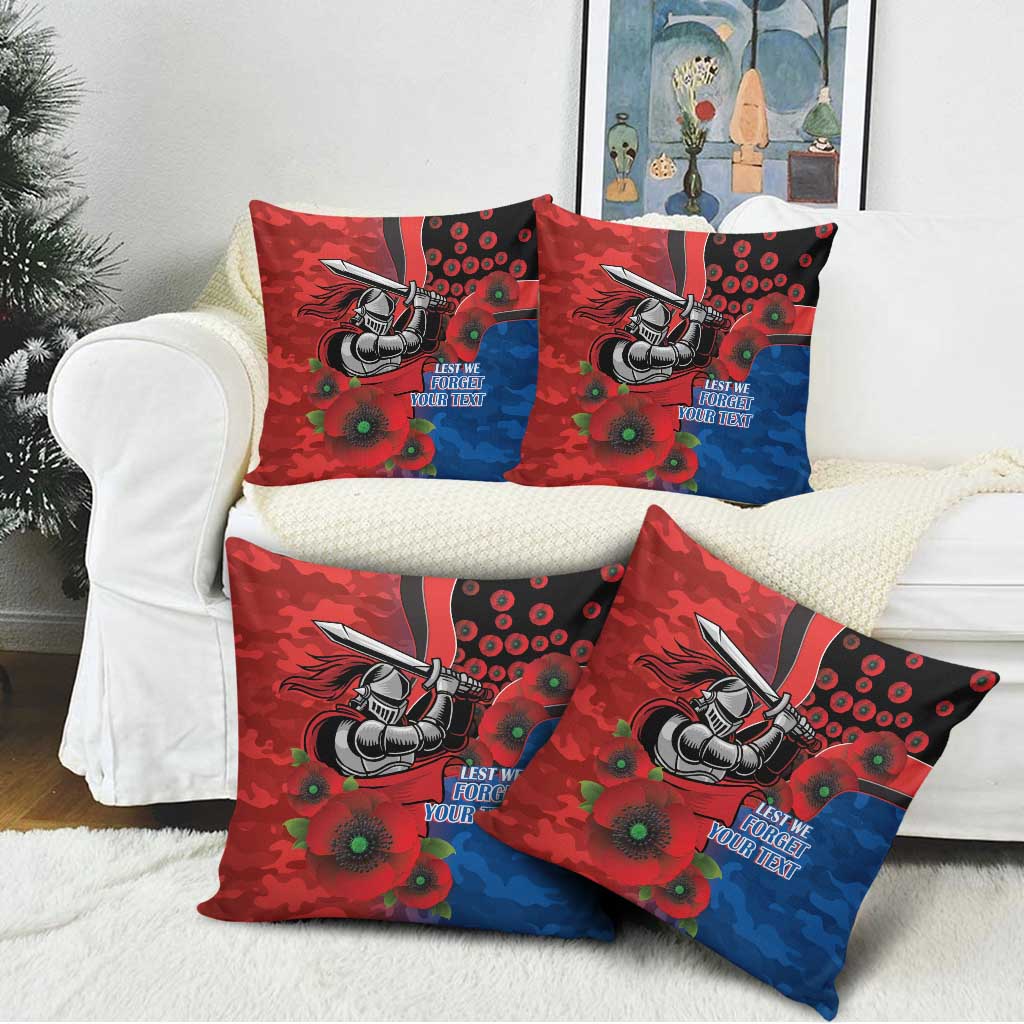 Newcastle Knights ANZAC Personalised Pillow Cover Lest We Forget Poppy Camo