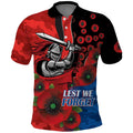 Newcastle Knights ANZAC Personalised Polo Shirt Lest We Forget Poppy Camo