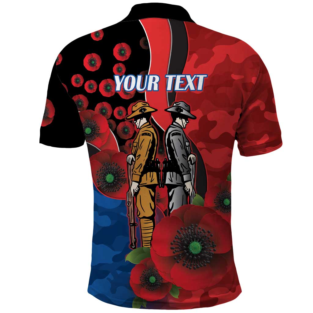 Newcastle Knights ANZAC Personalised Polo Shirt Lest We Forget Poppy Camo