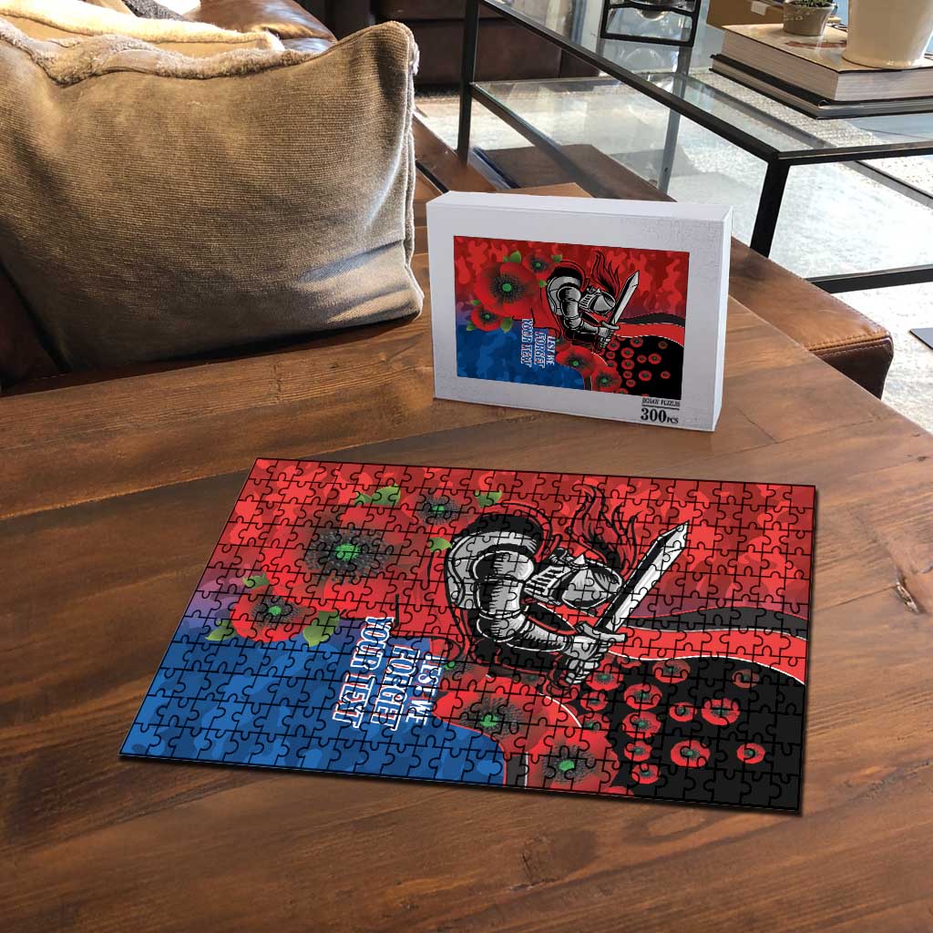 Newcastle Knights ANZAC Personalised Puzzle Lest We Forget Poppy Camo