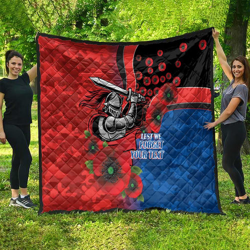 Newcastle Knights ANZAC Personalised Quilt Lest We Forget Poppy Camo