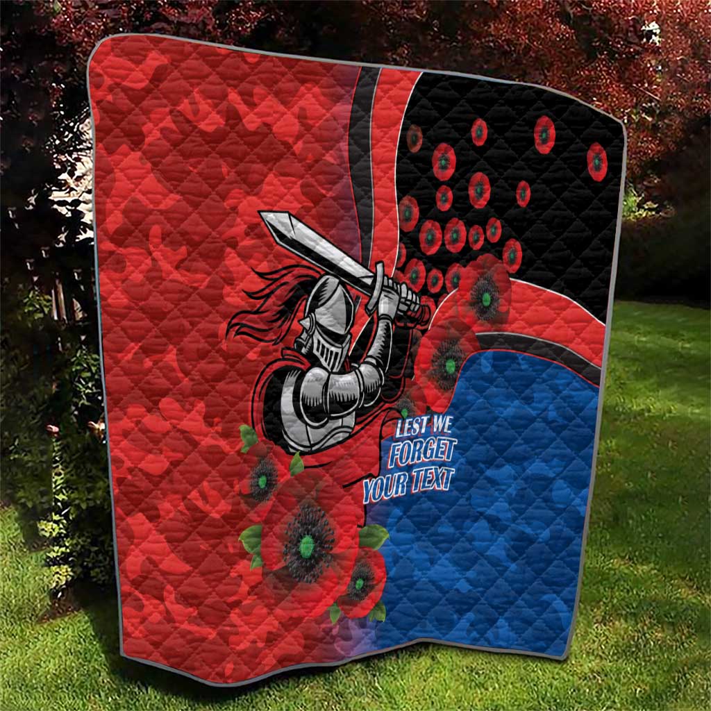Newcastle Knights ANZAC Personalised Quilt Lest We Forget Poppy Camo
