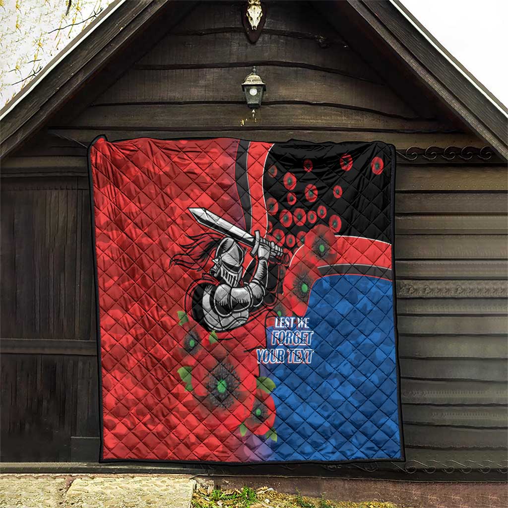 Newcastle Knights ANZAC Personalised Quilt Lest We Forget Poppy Camo
