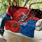 Newcastle Knights ANZAC Personalised Quilt Lest We Forget Poppy Camo