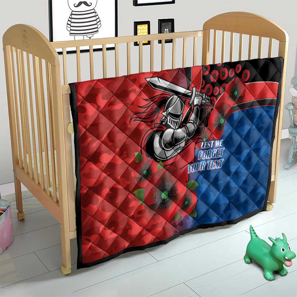 Newcastle Knights ANZAC Personalised Quilt Lest We Forget Poppy Camo