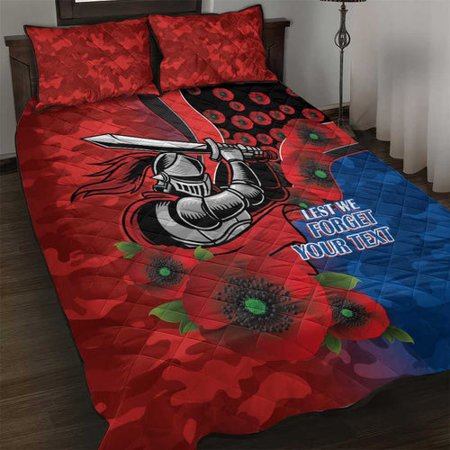 Newcastle Knights ANZAC Personalised Quilt Bed Set Lest We Forget Poppy Camo
