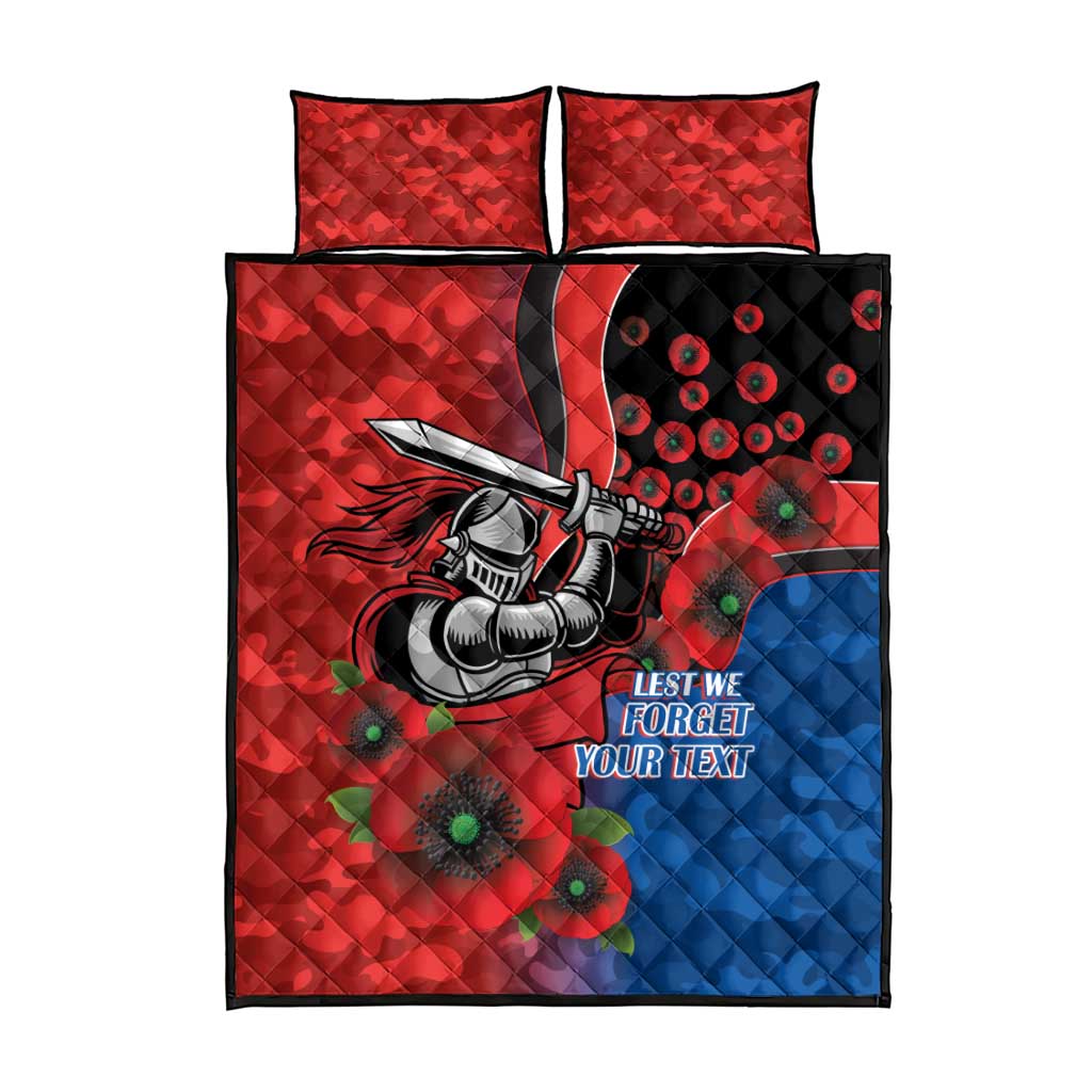 Newcastle Knights ANZAC Personalised Quilt Bed Set Lest We Forget Poppy Camo