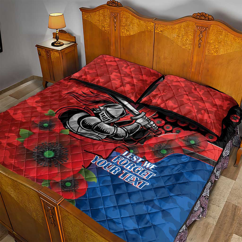 Newcastle Knights ANZAC Personalised Quilt Bed Set Lest We Forget Poppy Camo