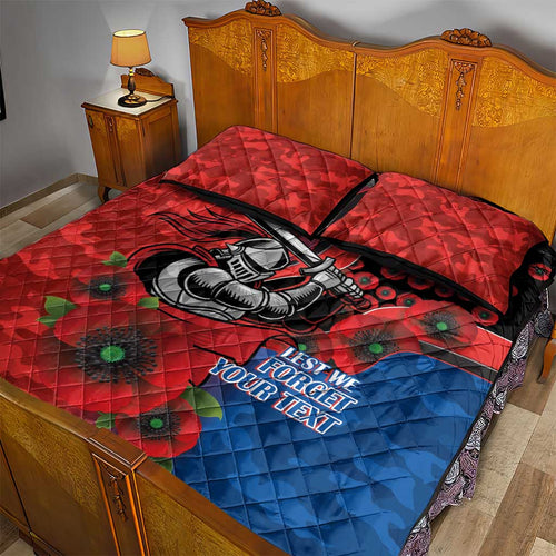 Newcastle Knights ANZAC Personalised Quilt Bed Set Lest We Forget Poppy Camo