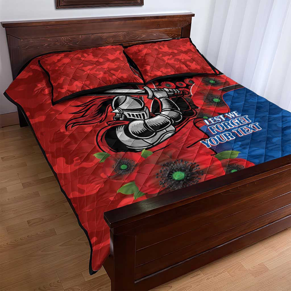 Newcastle Knights ANZAC Personalised Quilt Bed Set Lest We Forget Poppy Camo