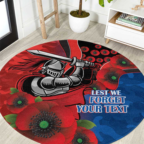 Newcastle Knights ANZAC Personalised Round Carpet Lest We Forget Poppy Camo