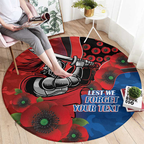 Newcastle Knights ANZAC Personalised Round Carpet Lest We Forget Poppy Camo