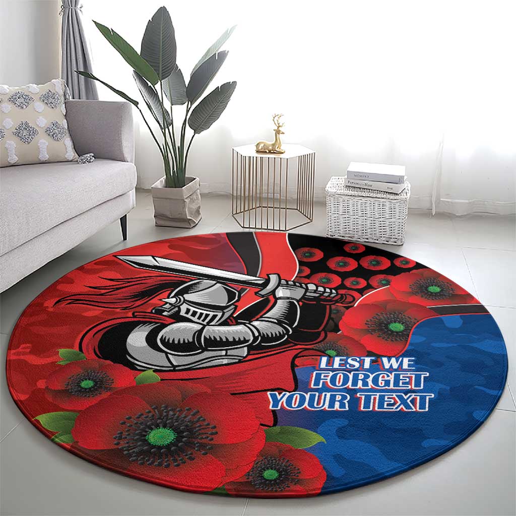 Newcastle Knights ANZAC Personalised Round Carpet Lest We Forget Poppy Camo